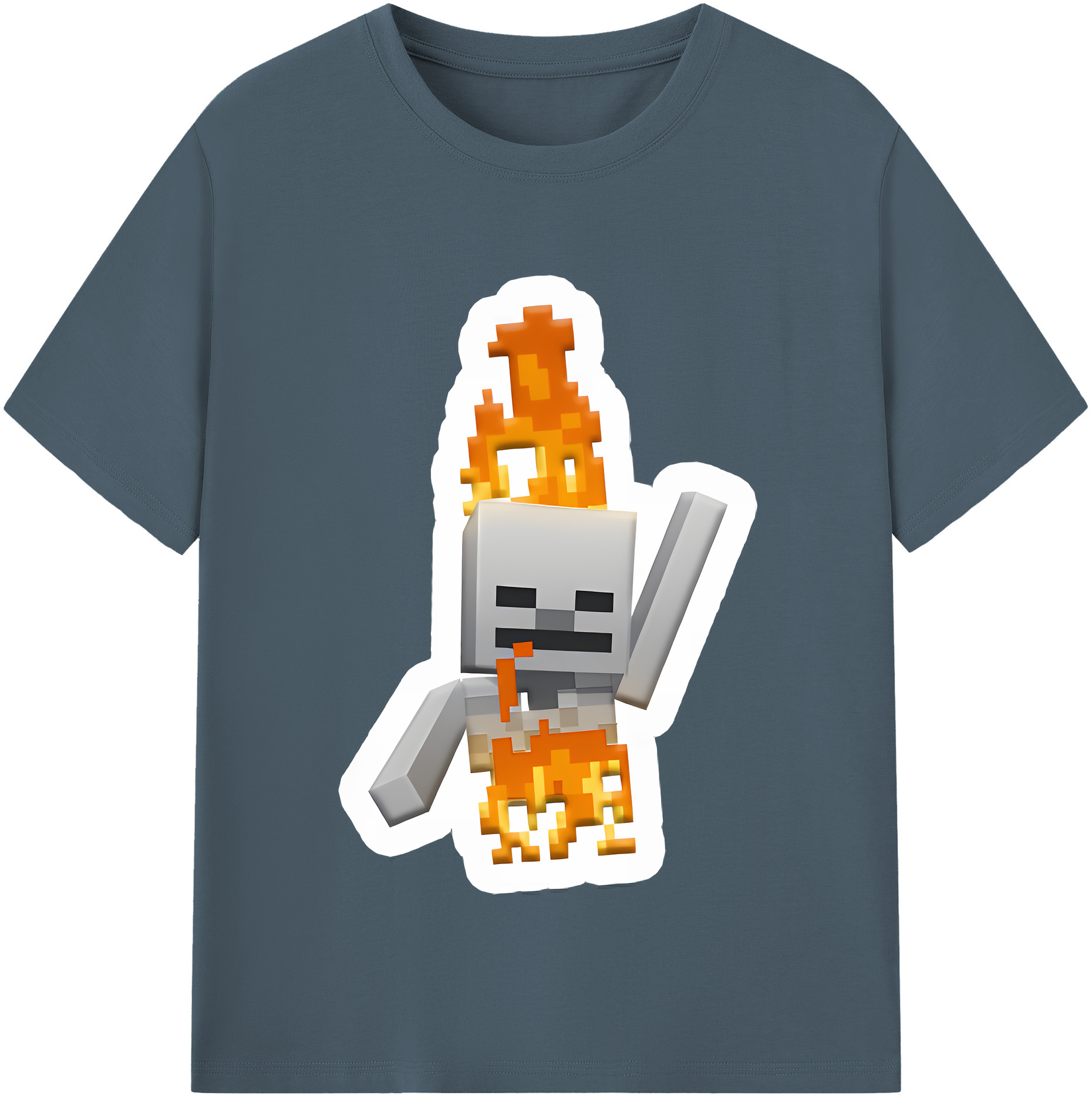 （画像用） マインクラフト ブロックの世界 Minecraft MC Block world 綿100％半袖Tシャツ（フロントプリント）
